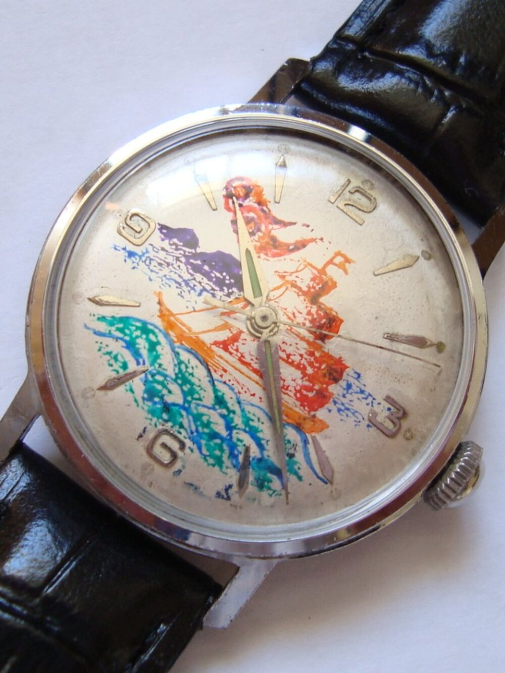 VINTAGE AUTOMATIC SEAR ROBOT WITH THE SHIP DIAL ,HAND PAINTED,RUN GREAT
